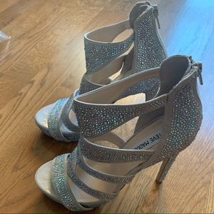 BRAND NEW champagne satin crystal rhinestone pumps